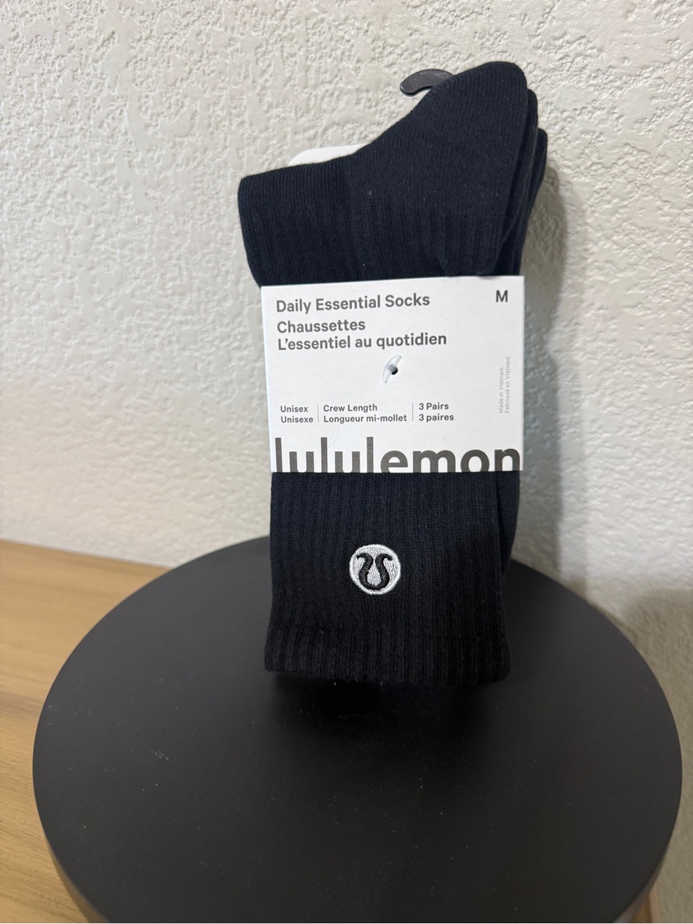 lululemon athletica Black Crew Socks with White Logo - 3 Pack